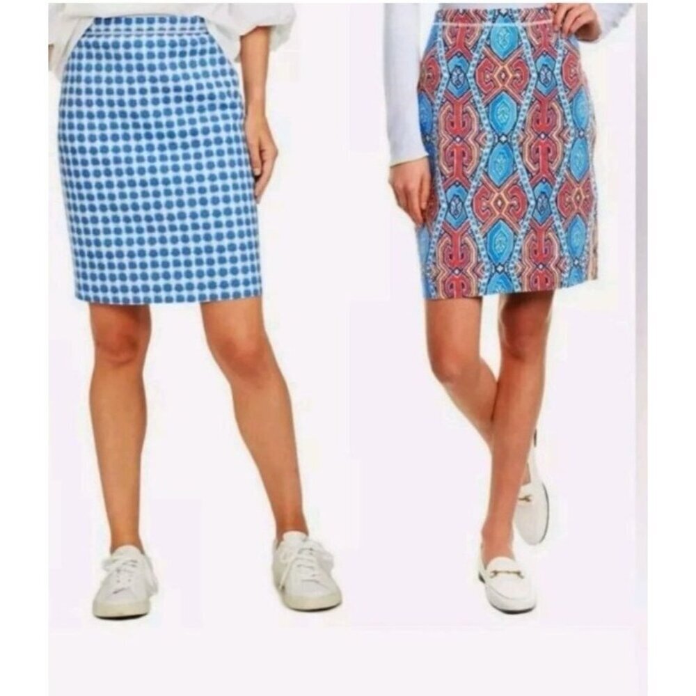 J. McLaughlin Skirt Small Reversible Casavito Halle Ikat‎ Pencil Luxury